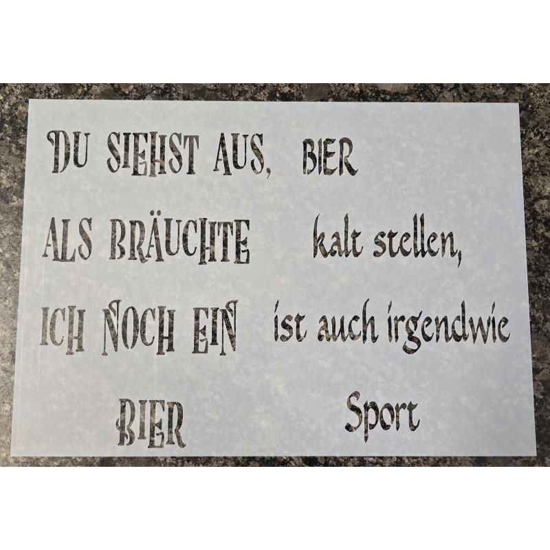 Schablone " Bier kalt stellen ..."