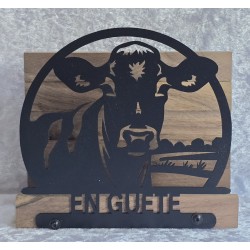 Servietten-Halter Kuh Kopf im Kreis/schokoeiche