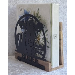 Servietten-Halter Kuh Kopf im Kreis/schokoeiche