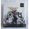 Servietten-Halter Kaninchen mit Blumen Bordüre/gräuchte Eiche