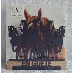 Servietten-Halter Fünf Pferde/Schoko Eiche