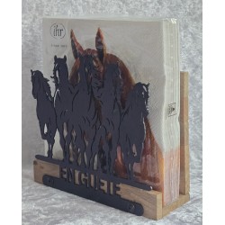 Servietten-Halter Fünf Pferde/Schoko Eiche