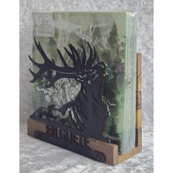 Servietten-Halter Rufender Hirsch/dunkle Schoko Eiche