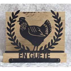 Servietten-Halter Huhn mit Blätter Bordüre/Eiche