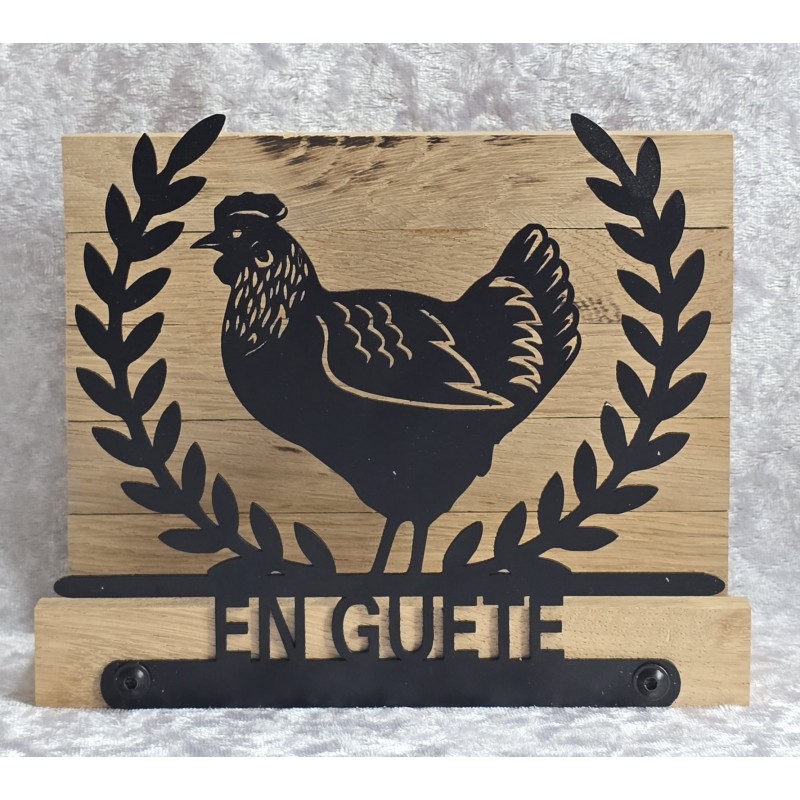 Servietten-Halter Huhn mit Blätter Bordüre/Eiche