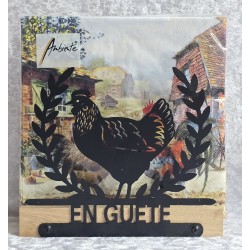 Servietten-Halter Huhn mit Blätter Bordüre/Eiche