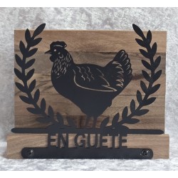 Servietten-Halter Huhn mit Blätter Bordüre/dunkle Schoko Eiche