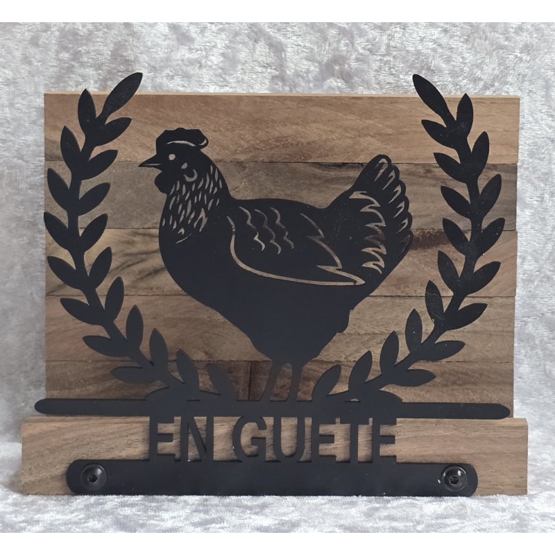 Servietten-Halter Huhn mit Blätter Bordüre/dunkle Schoko Eiche