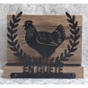 Servietten-Halter Huhn mit Blätter Bordüre/dunkle Schoko Eiche