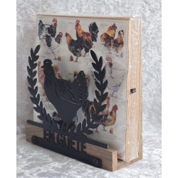 Servietten-Halter Huhn mit Blätter Bordüre/dunkle Schoko Eiche