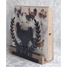 Servietten-Halter Huhn mit Blätter Bordüre/dunkle Schoko Eiche