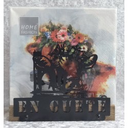 Servietten-Halter Kuh Kopf mit Blumen/gräuchte Eiche