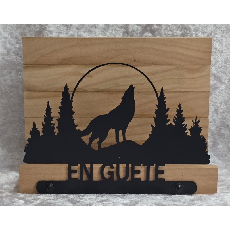 Servietten-Halter Heulender Wolf/natur