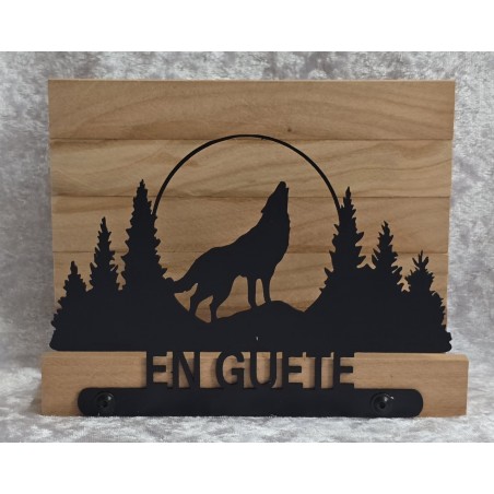 Servietten-Halter Heulender Wolf/natur
