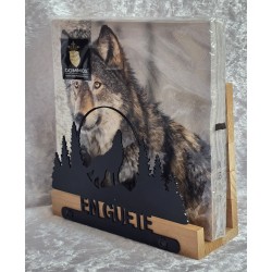 Servietten-Halter Heulender Wolf/natur