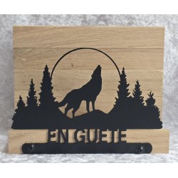 Servietten-Halter Heulender Wolf/Eiche