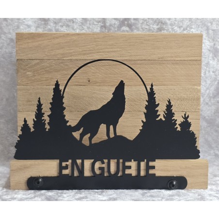 Servietten-Halter Heulender Wolf/Eiche