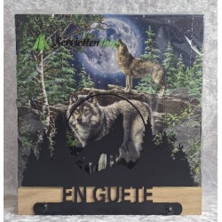 Servietten-Halter Heulender Wolf/Eiche