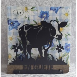 Servietten-Halter Kuh mit zwei Blumen/gräuchte Eiche