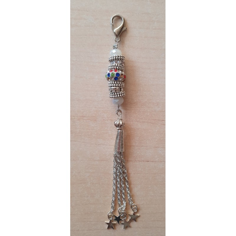 Schmuckanhänger mit Strassperlen bunt/weiss