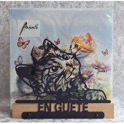 Servietten-Halter Katzen Kopf/natur