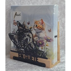 Servietten-Halter Katzen Kopf/natur