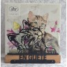 Servietten-Halter Katzen Kopf/rot Eiche