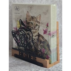 Servietten-Halter Katzen Kopf/rot Eiche