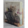 Servietten-Halter Katzen Kopf/rot Eiche