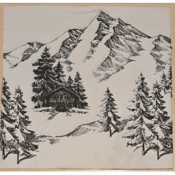 Serviette Berge/Tannen/Alphütte
