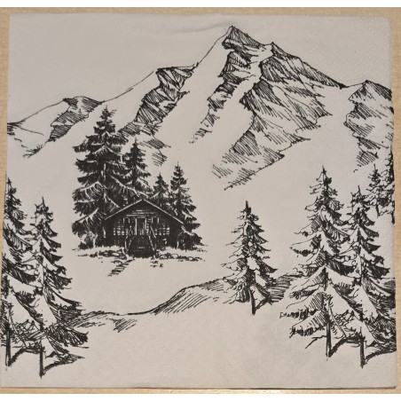 Serviette Berge/Tannen/Alphütte