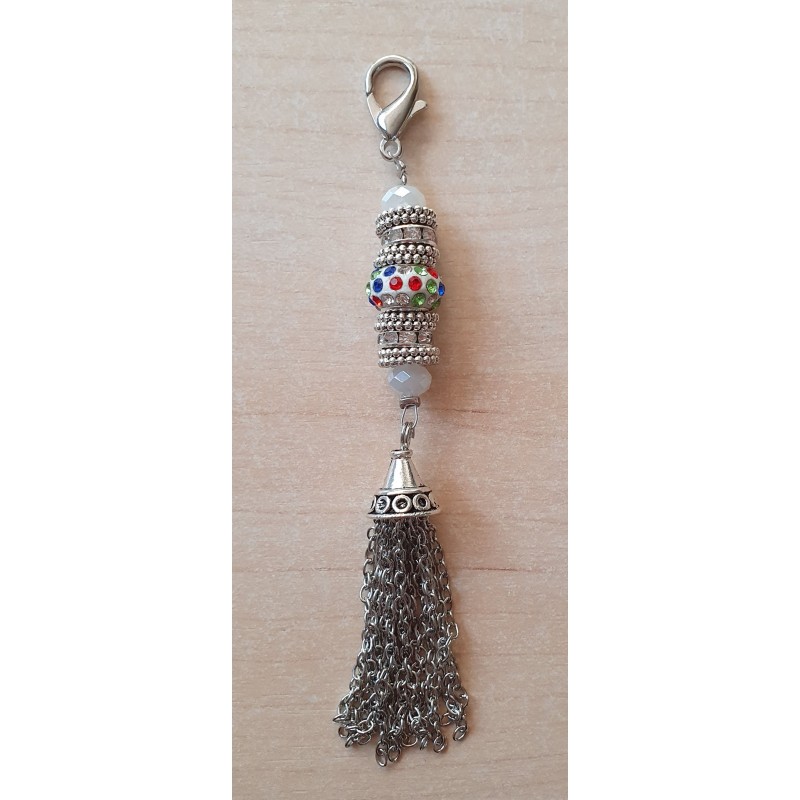 Schmuckanhänger mit Strassperlen bunt/weiss