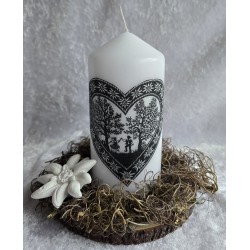 Kerze mit Scherenschnitt Motiv/Edelweiss