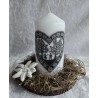 Kerze mit Scherenschnitt Motiv/Edelweiss