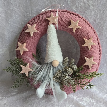Tür/Wanddeko Wichtel weiss/rosa