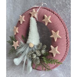 Tür/Wanddeko Wichtel weiss/rosa