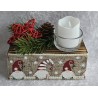 Teelicht Balken mit Wichtelband beige/rot