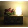 Teelicht Balken mit Wichtelband beige/rot