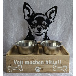 Hunde Futternapf Chihuahua/Eiche