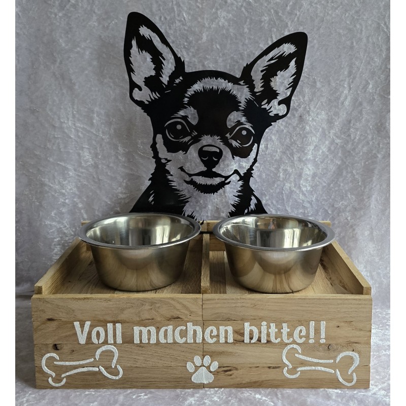 Hunde Futternapf Chihuahua/Eiche