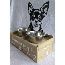 Hunde Futternapf Chihuahua/Eiche