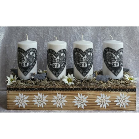 Adventsgesteck Alpenfeeling schwarz/weiss