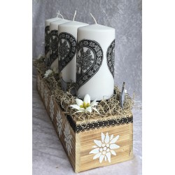 Adventsgesteck Alpenfeeling schwarz/weiss