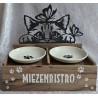 Katzen Futternapf Katzenkopf mit Schmetterlingen/Schoko Eiche