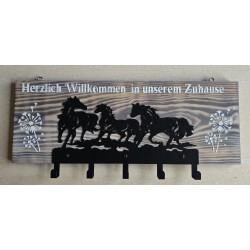 Garderobe Drei Pferde/Pusteblumen " Herzlich Willkommen"