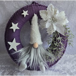 Tür/Wanddeko Wichtel violett/weiss