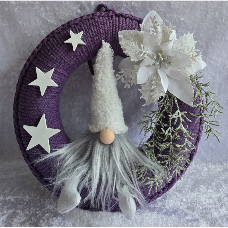 Tür/Wanddeko Wichtel violett/weiss