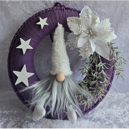 Tür/Wanddeko Wichtel violett/weiss