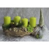 Adventsgesteck mit Wichtel/apfelgrün