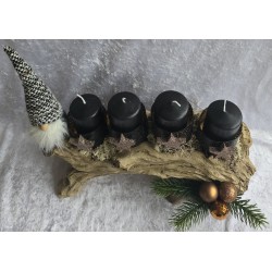Adventsgesteck mit Wichtel/schwarz